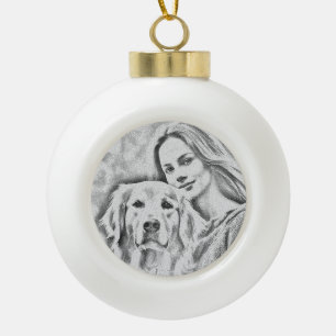 Personalized Pet Photo Dog Lover Keepsake Keychain Ceramic Ball Christmas Ornament