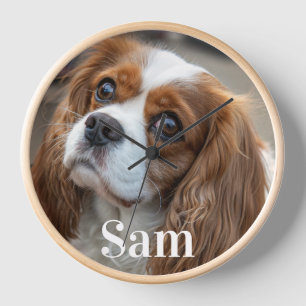 Personalized pet photo dog lover keepsake name  clock