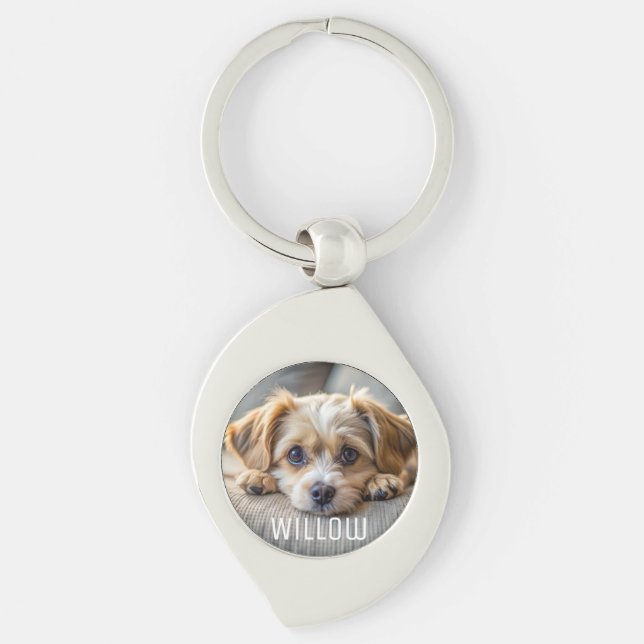 Personalized pet photo dog lover keepsake name  keychain (Front)