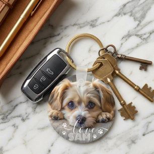 Personalized pet photo dog lover keepsake name  keychain