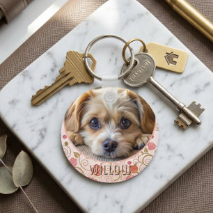 Personalized pet photo dog lover keepsake name  keychain