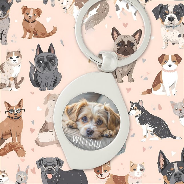 Personalized pet photo dog lover keepsake name  keychain (Creator Uploaded)