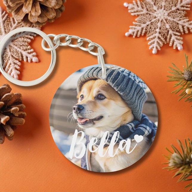 Personalized pet photo dog lover keepsake name  keychain (Creator Uploaded)