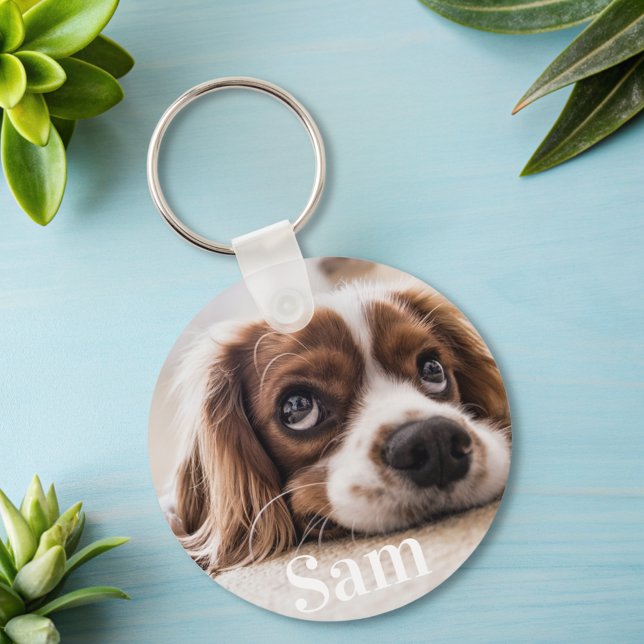 Personalized pet photo dog lover keepsake name  keychain (Creator Uploaded)
