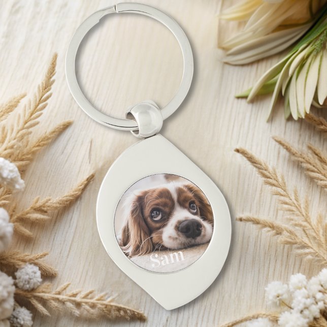 Personalized pet photo dog lover keepsake name  keychain (Creator Uploaded)