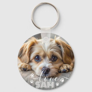 Personalized pet photo dog lover keepsake name  keychain