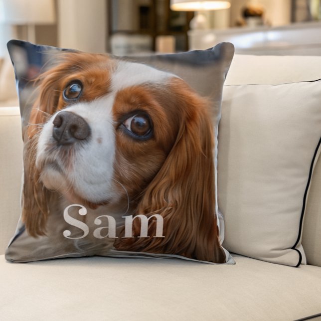Personalized pet photo dog lover keepsake name  throw pillow (Creator Uploaded)