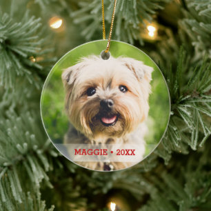 Personalized Pet Photo Double-sided Christmas Tree Ceramic Ornament