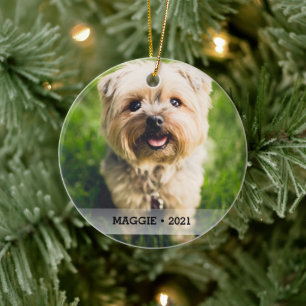 Personalized Pet Photo Double-sided Christmas Tree Ceramic Ornament