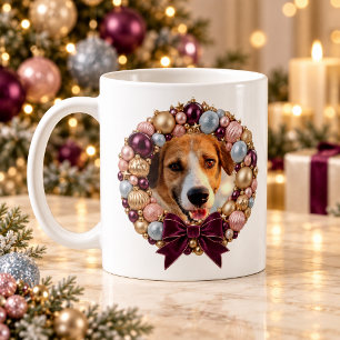 Personalized Pet Photo Elegant Bauble Christmas Coffee Mug
