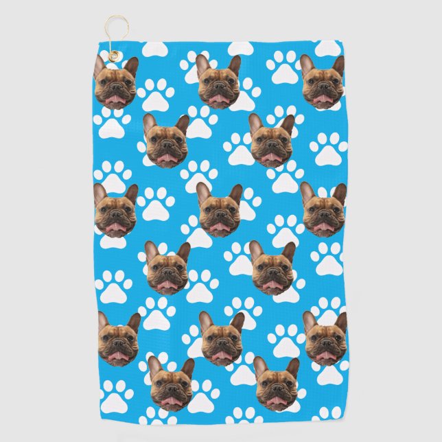 Personalized Pet Photo Face Gift For Golfer Custom Golf Towel (Front)