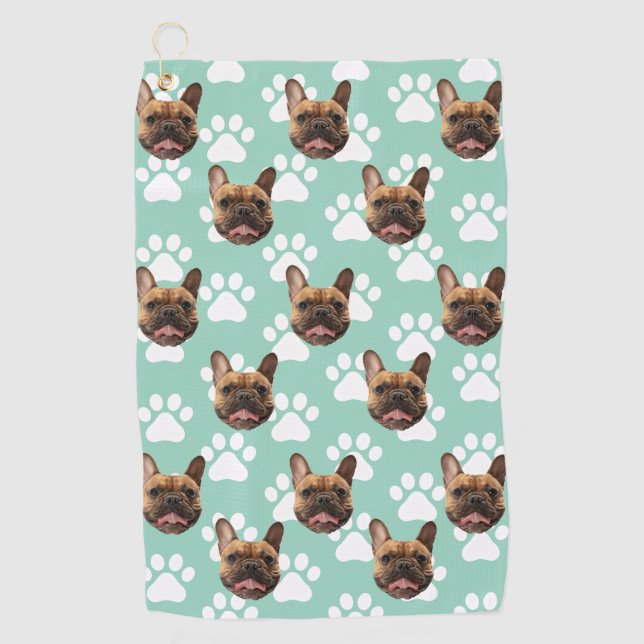 Personalized Pet Photo Face Gift For Golfer Custom Golf Towel (Front)