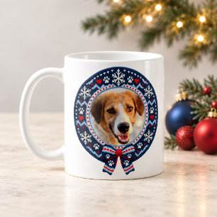 Personalized Pet Photo Fair Isle Knit Christmas Coffee Mug