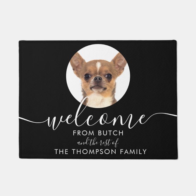 Personalized Pet Photo Family Name Doormat (Front)