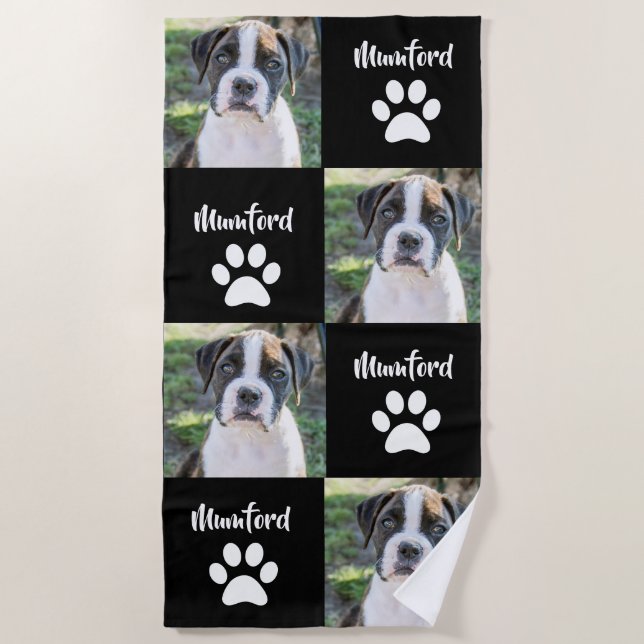Personalized Pet Photo Gift, Dog Photo Beach Towel (Front)