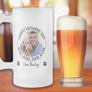 Personalized Pet Photo Happy Father's Day Dog Dad Frosted Glass Beer Mug