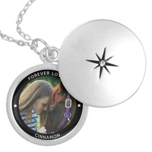 Personalized Pet Photo Horse Equestrian Name Star Locket Necklace