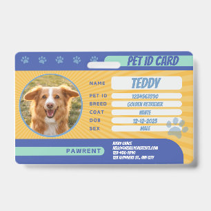 Personalized Pet Photo ID Wallet Card Badge