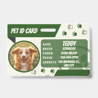 Personalized Pet Photo ID Wallet Card Badge