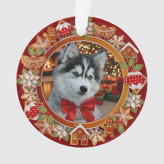 Personalized Pet Photo "Love" Gold Glitter Ornament (Front)