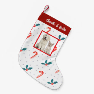 Personalized Pet Photo & Name Holly Berry Small Christmas Stocking
