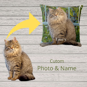 Personalized Pet Photo & Name Keepsake Throw Pillow