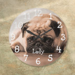 Personalized Pet Photo Name Large Clock<br><div class="desc">A fun design that you can personalize with your pets name and photo. Designed by Thisisnotme©</div>