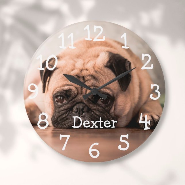 Personalized Pet Photo Name Large Clock (Creator Uploaded)