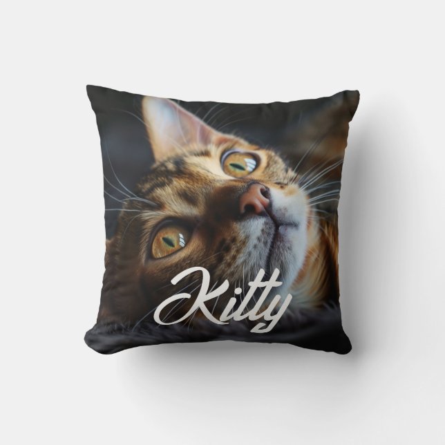 Personalized Pet Photo & Name Throw Pillow (Front)