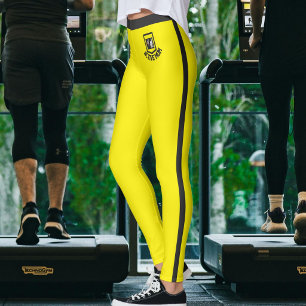 Personalized Pet Photo Name Yellow Black Stripes Leggings