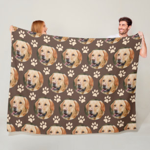 Personalized Pet Photo Pattern Dog Brown Fleece Blanket