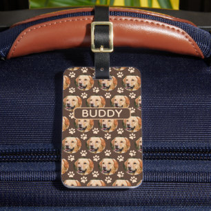 Personalized Pet Photo Pattern Dog Brown Luggage Tag