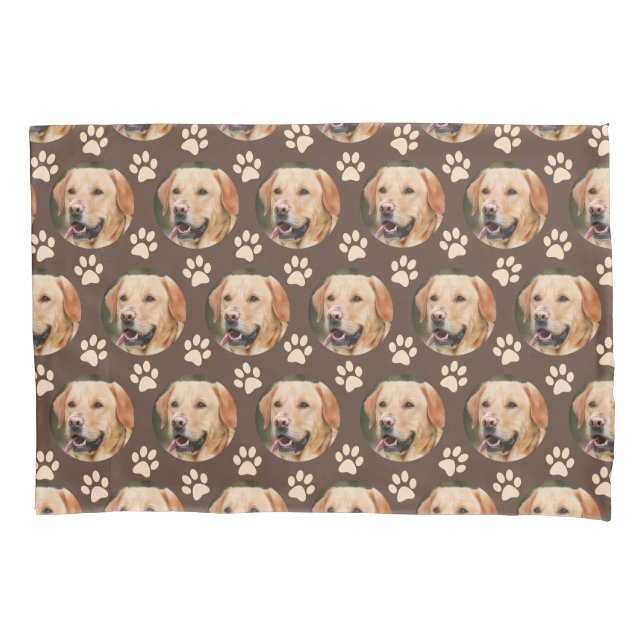 Personalized Pet Photo Pattern Dog Brown Pillowcase (Front)