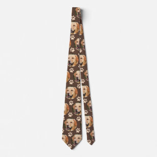 Personalized Pet Photo Pattern Dog Brown Tie