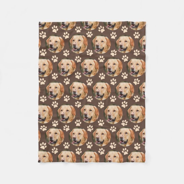 Personalized Pet Photo Pattern Dog Fleece Blanket (Front)