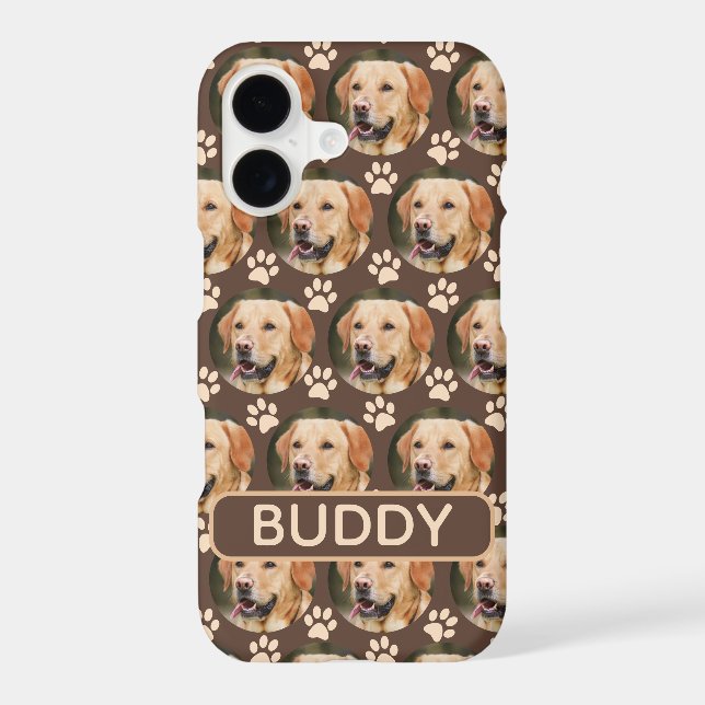 Personalized Pet Photo Pattern Dog Name iPhone Case (Back)