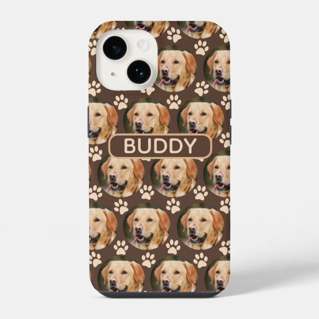 Personalized Pet Photo Pattern Dog Name iPhone Case (Back)