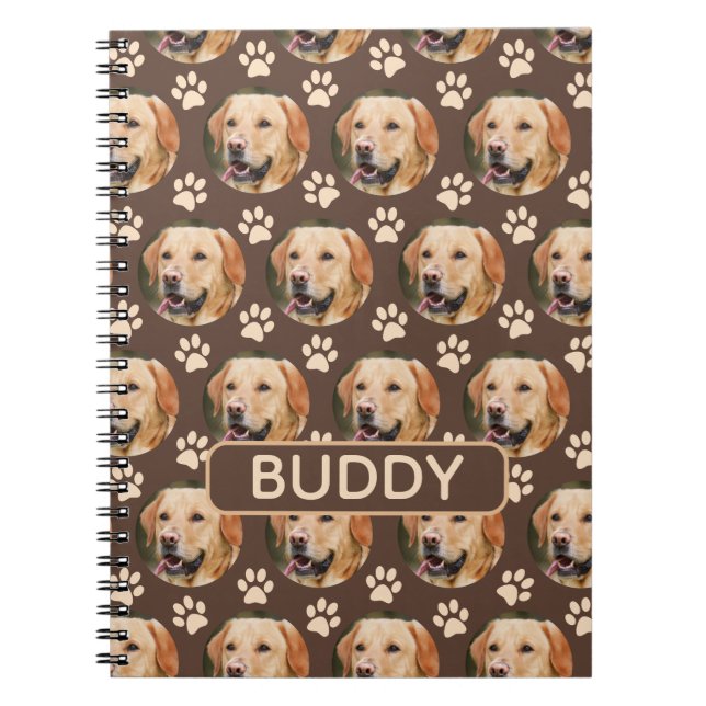 Personalized Pet Photo Pattern Dog Name Notebook (Front)