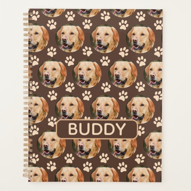 Personalized Pet Photo Pattern Dog Name Planner (Front)