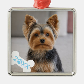 Personalized Pet Photo Paw Print Metal Ornament