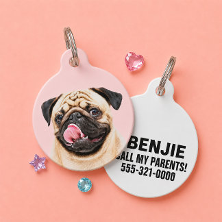 Personalized Pet Photo Portrait Dog Cat Tag