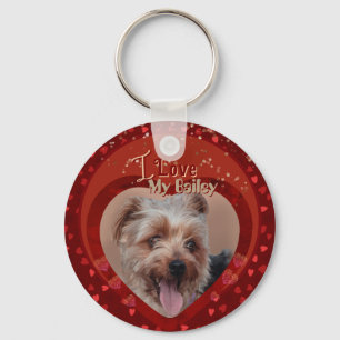 Personalized Pet Photo Red Keepsake Keychain