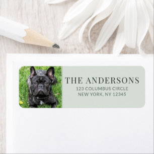 Personalized Pet Photo Sage Green Return Address 