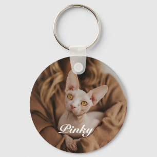 Personalized Pet Photo Sphynx Cat Lover Keepsake  Keychain