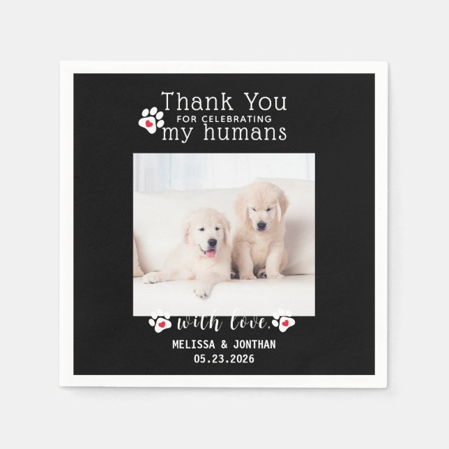 Personalized Pet Photo Thank You Dog Wedding Napkin (Front)