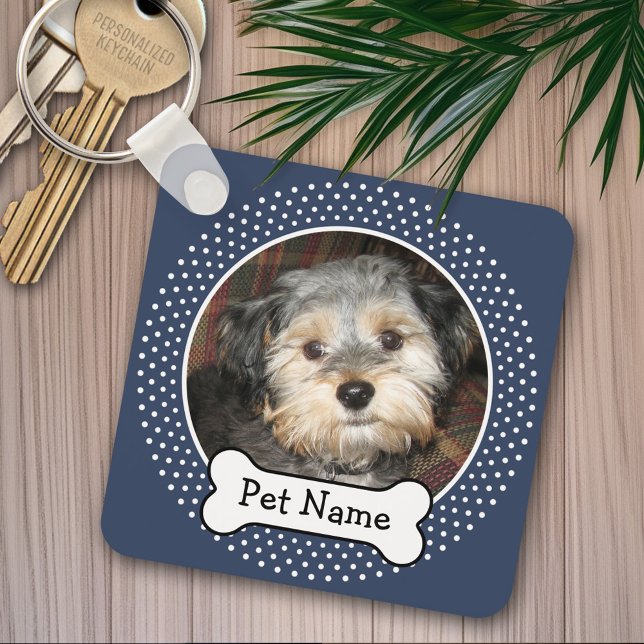 Personalized Pet Photo with Dog Bone Keychain (Personalized keychain - add a pet photo)