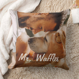 Personalized Pet Photo with Name DOG OR CAT Throw Pillow