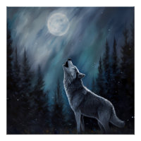 Personalized Pet Photo | Wolf Howling At The Moon
