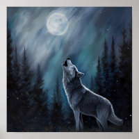 Personalized Pet Photo | Wolf Howling At The Moon