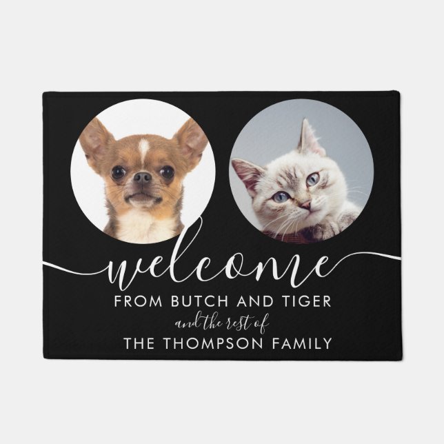 Personalized Pet Photos Family Name Doormat (Front)